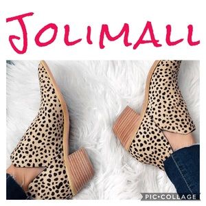 JOLIMALL Leopard Print Ankle Booties